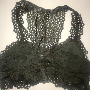 Olive green lace racer back bralette